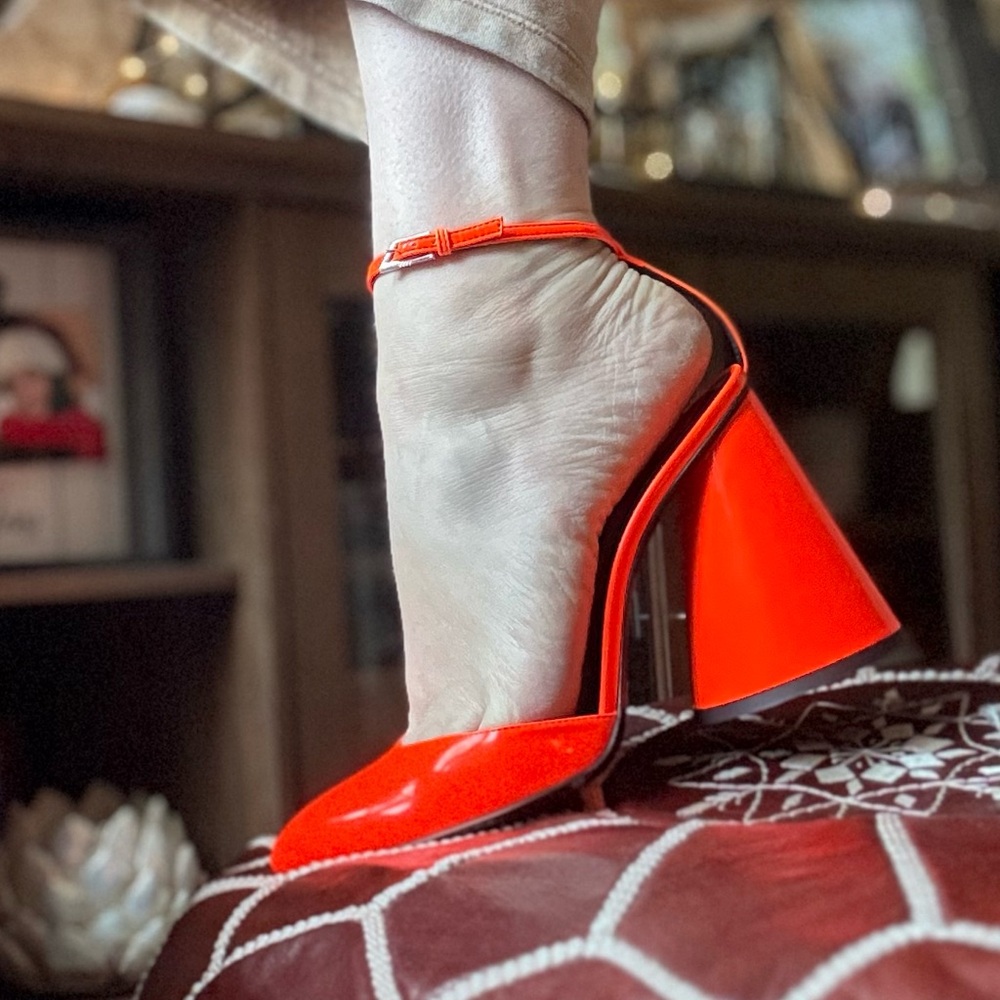 Rare ATTICO  Orange leather sandals heels pumps - Picture 13 of 15